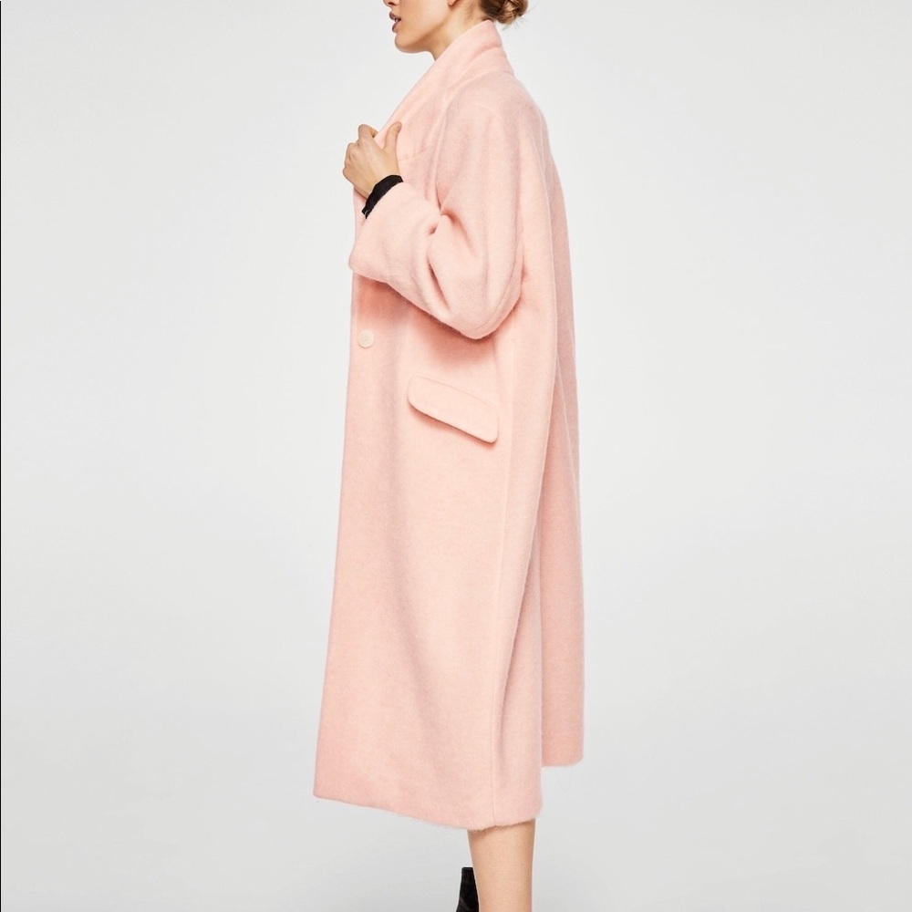 Mango pink Mohair wool-blend coat, size: XS